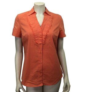 THE‎ LIMITED  V-NECK RUFFLE SHORTS SLEEVE BLOUSE MD